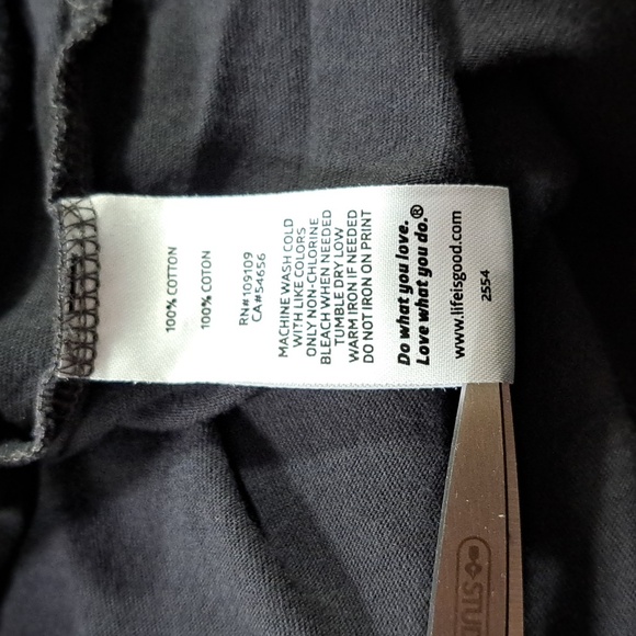 Life Is Good Knotty by Nature Knitting Dark Grey Graphic V-Neck Tee VG XXL - Picture 6 of 9